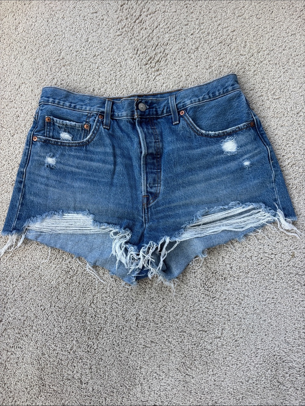 Levi's Distressed Cutoff Jean Shorts - Blue